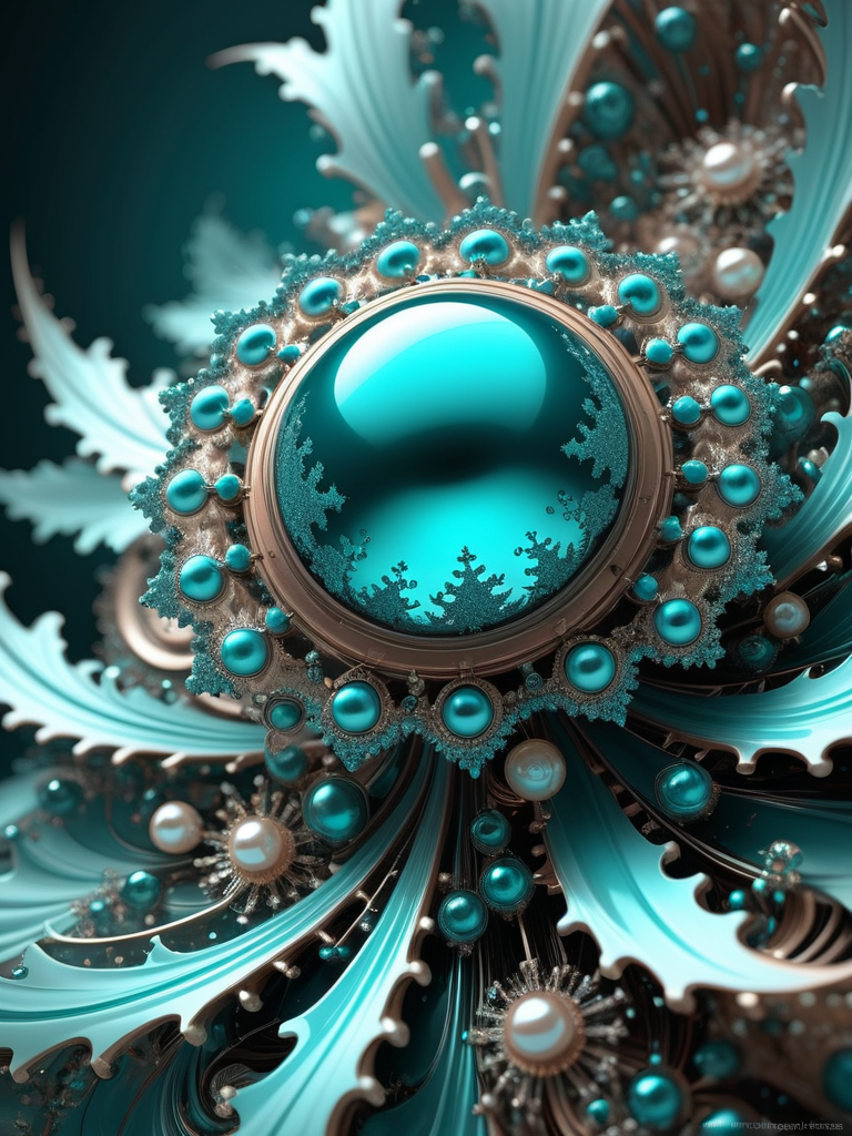 00064-2324556279-Elegant, appealing, Monochrome, Pearlescent and Turquoise fractal art, trending on CGSociety, Cyberpunk Voluminous _The Storm of.png